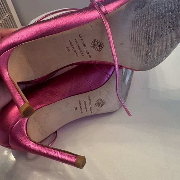 Antinio Melani Metallic Pink Lace-Up Stiletto 4 Inch Heels- Size 8 Medium - Picture 4 of 9
